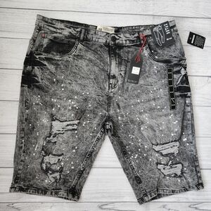 Big & Tall Men’s Distressed Ice Black Shorts. Skinny Fit